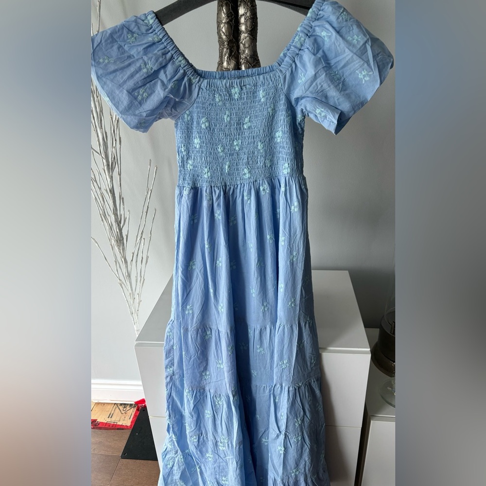 NWOT💥 Blue 💯% cotton Maxi Dress, small - Picture 3 of 7
